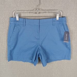 Nautica Shorts Womens 8 Blue Preppy Nautical Classic Casual Chino Flat Front
